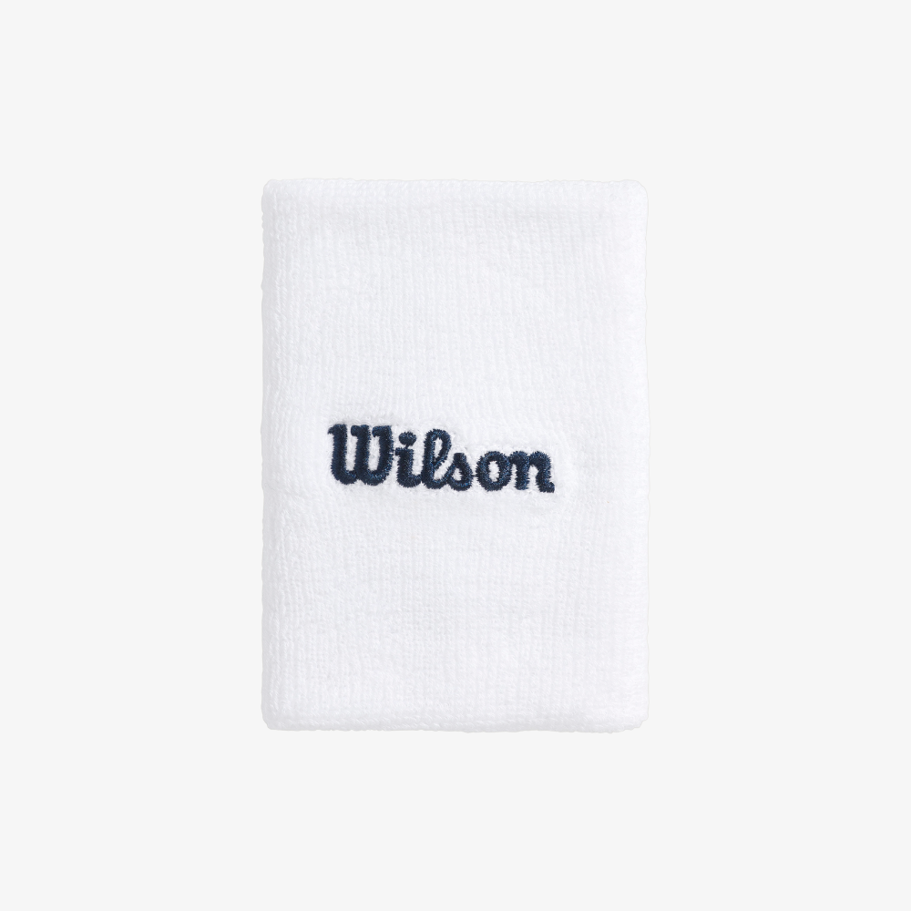 Wilson Unisex Wide Terry Wristbands - White/Navy